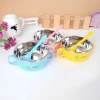 Children's stainless steel bowl with handle and lid, cartoon bowl for babies to eat, multi-color 8817 Specification image